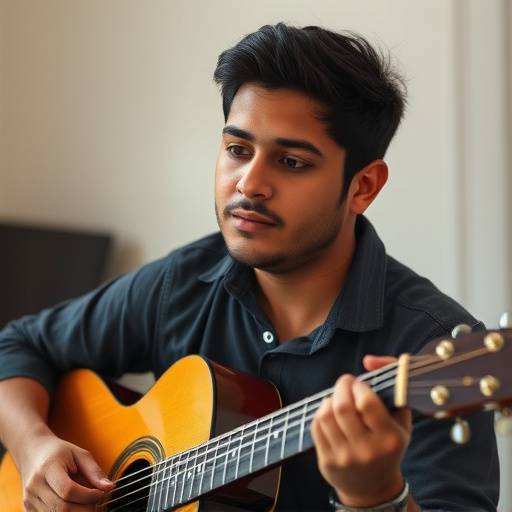 Retrato de Juan Pérez, estudiante de guitarra.