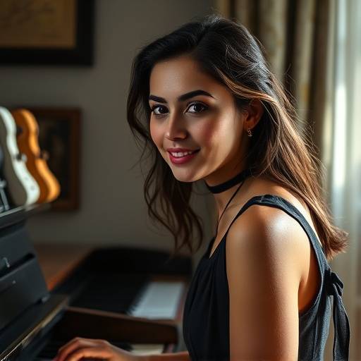 Retrato de María García, estudiante de piano.